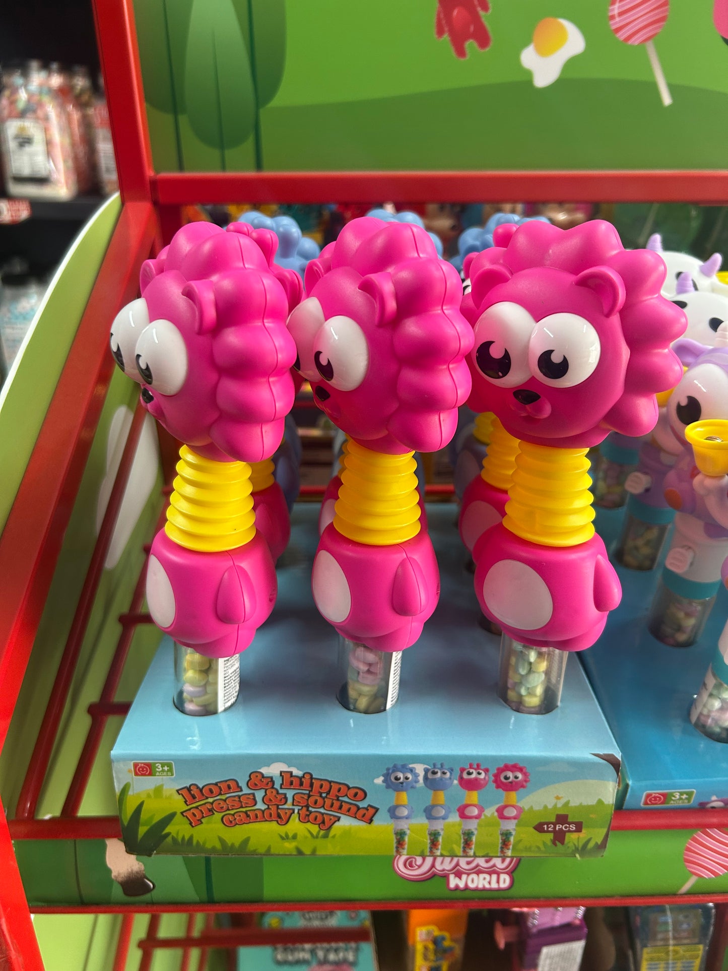 Lion&hippo press&sound candy toy