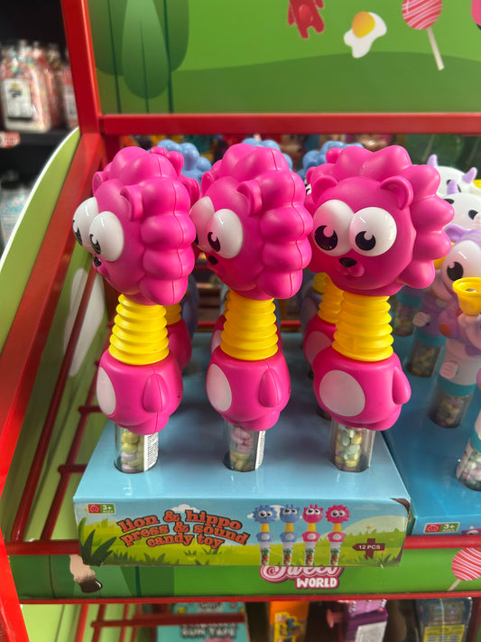 Lion&hippo press&sound candy toy