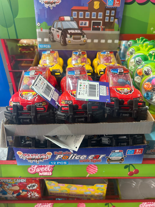 Pull wire police car with light candy toy