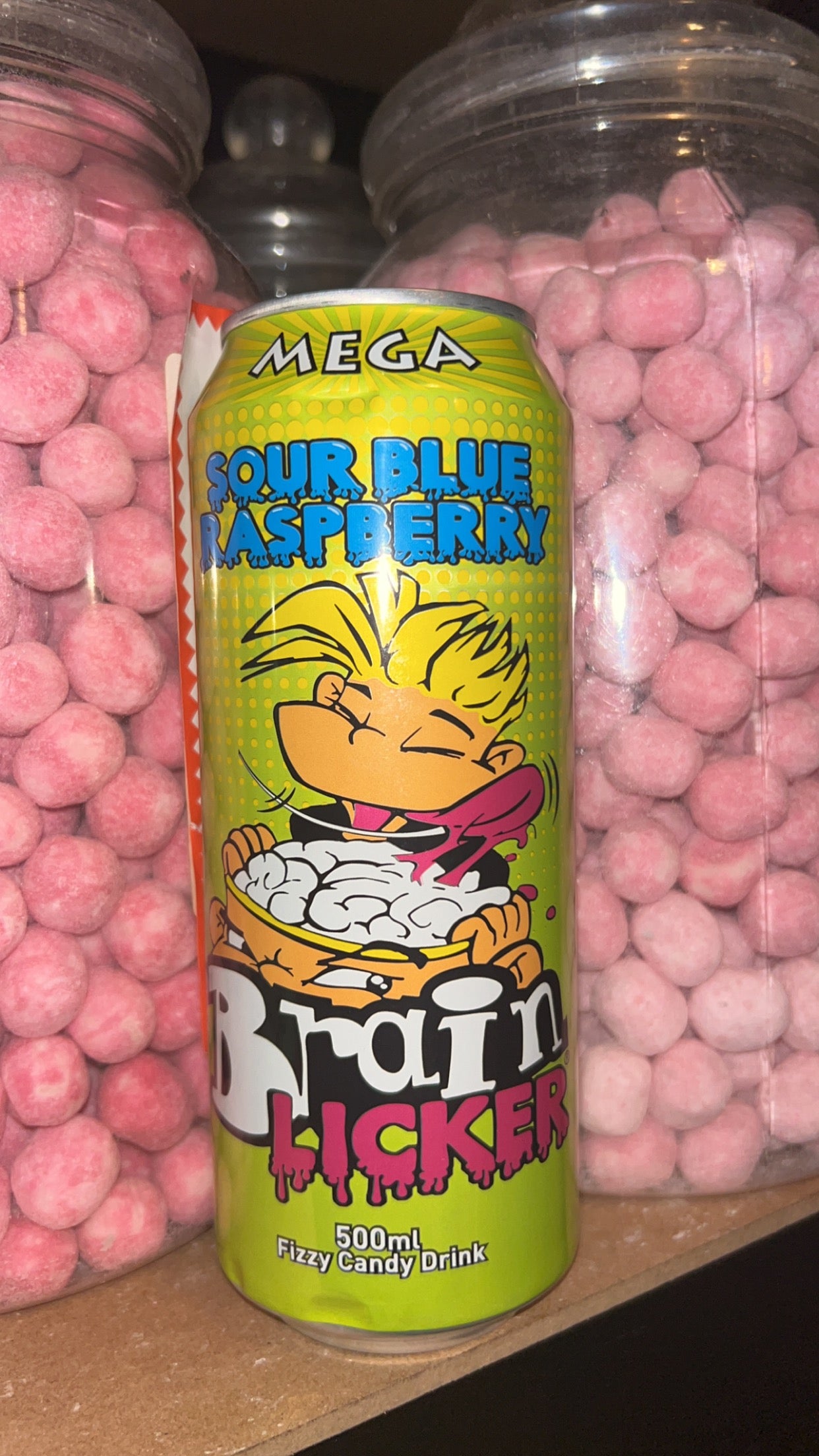 Sour blue raspberry brain licker can